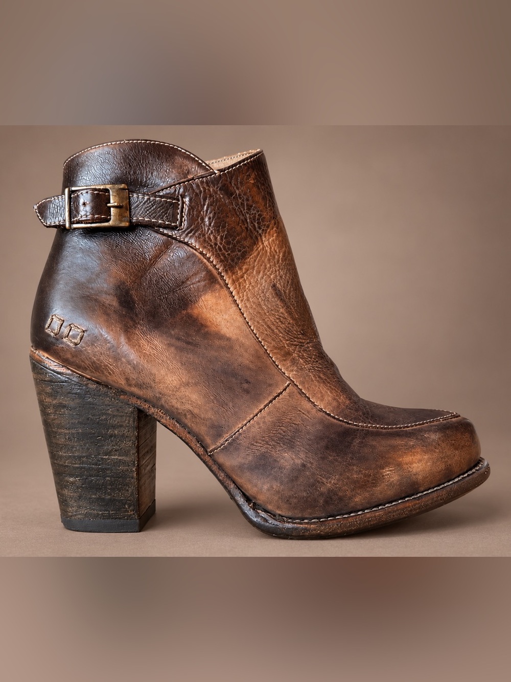 BED|STÜ Isla Leather Heeled Ankle Booties Brown Size 6 BNWT